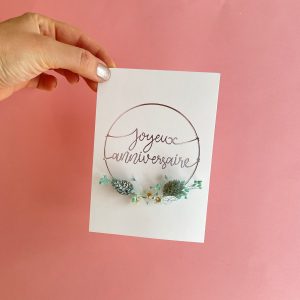 carte à fleurir DIY créatif - joyeux anniversaire argenté