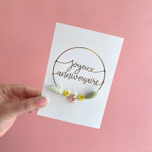 carte à fleurir DIY créatif - joyeux anniversaire doré