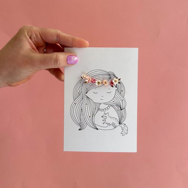 carte à fleurir DIY créatif - demoiselle couronne